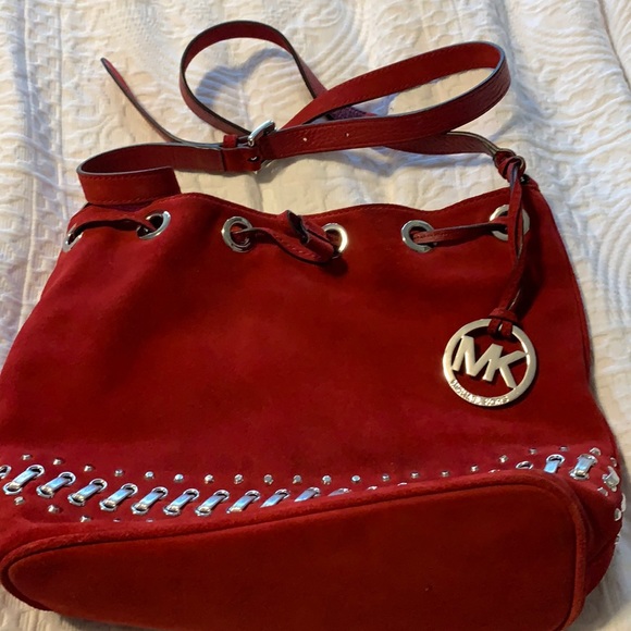 Michael Kors Handbags - Michael Kors Red Faux Suede Purse